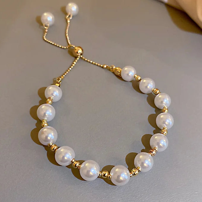 Bracciale perle stile contemporaneo bianco