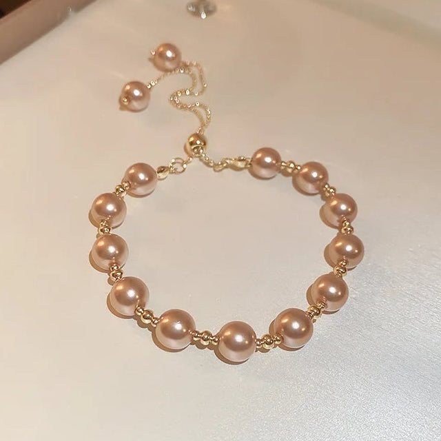 Bracciale perle stile contemporaneo beige