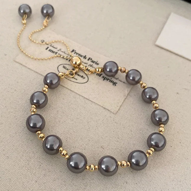 Bracciale perle stile contemporaneo grigio