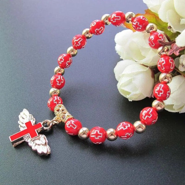 Bracciale Perle con Croce rossa