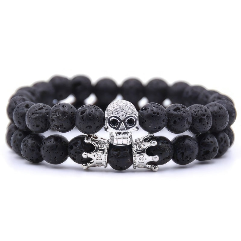 Totenkopf-Steinarmband 