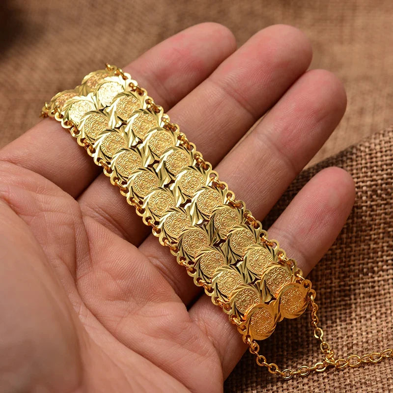 Arany dupla <span data-glossary-id="bracelet">karkötő</span> arab muszlim nőknek
