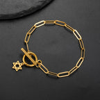 Women's bracelet with Star of David pendant Jewish symbol gold