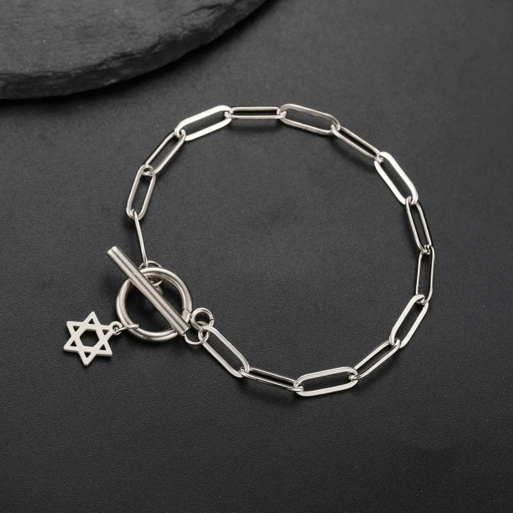 Women's bracelet with Star of David pendant Jewish symbol silver