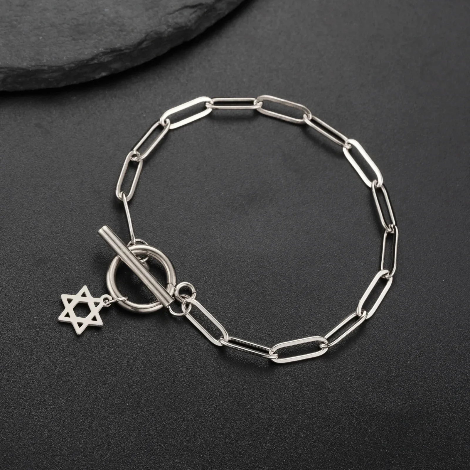 Women's bracelet with Star of David pendant Jewish symbol silver