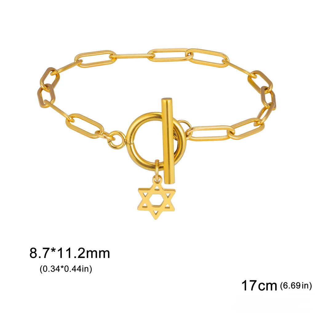 Women's bracelet with Star of David pendant Jewish symbol gold