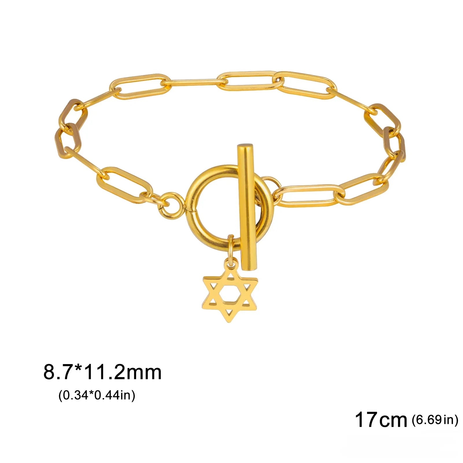 Women's bracelet with Star of David pendant Jewish symbol gold