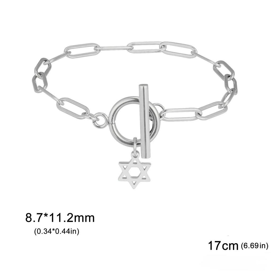 Women's bracelet with Star of David pendant Jewish symbol silver