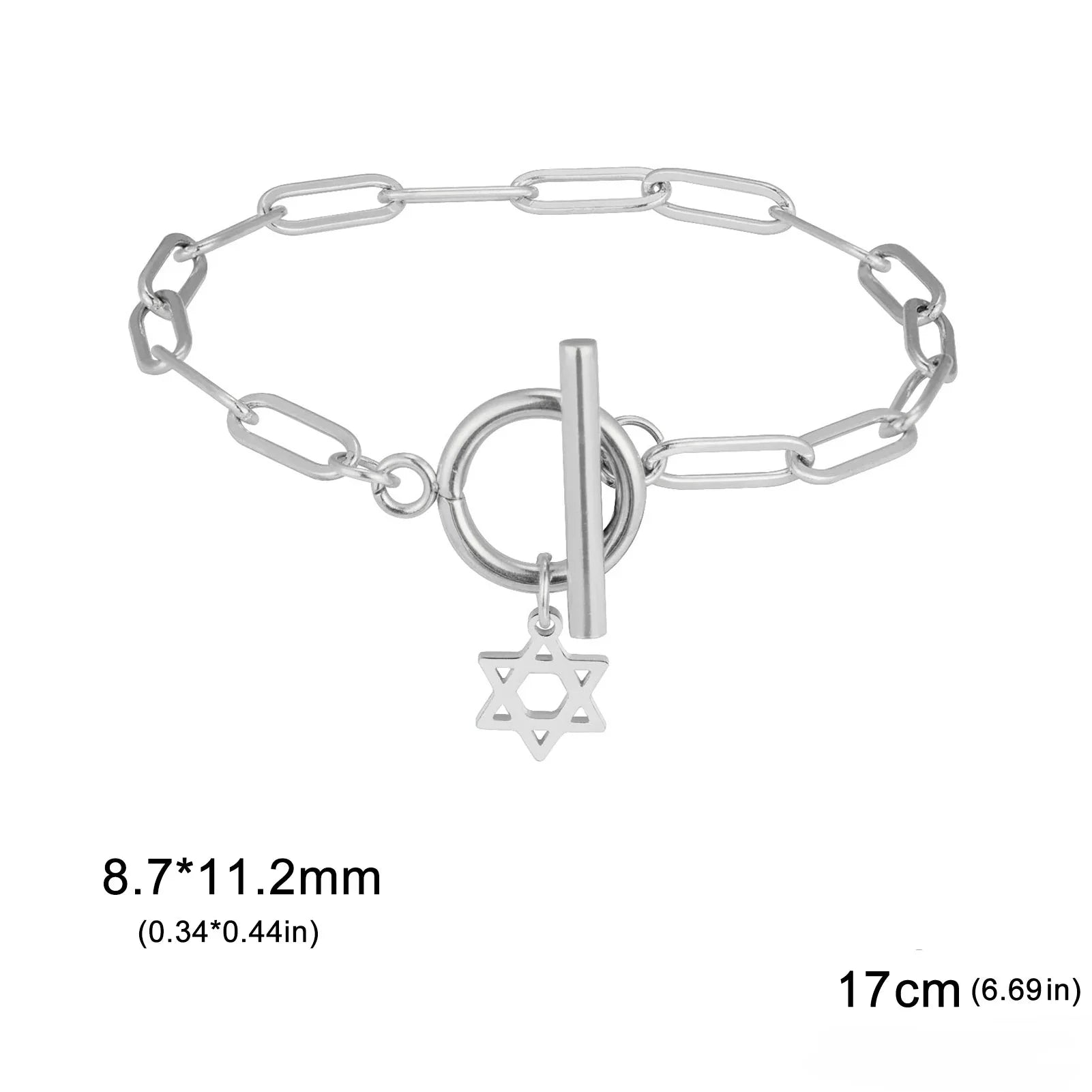 Women's bracelet with Star of David pendant Jewish symbol silver