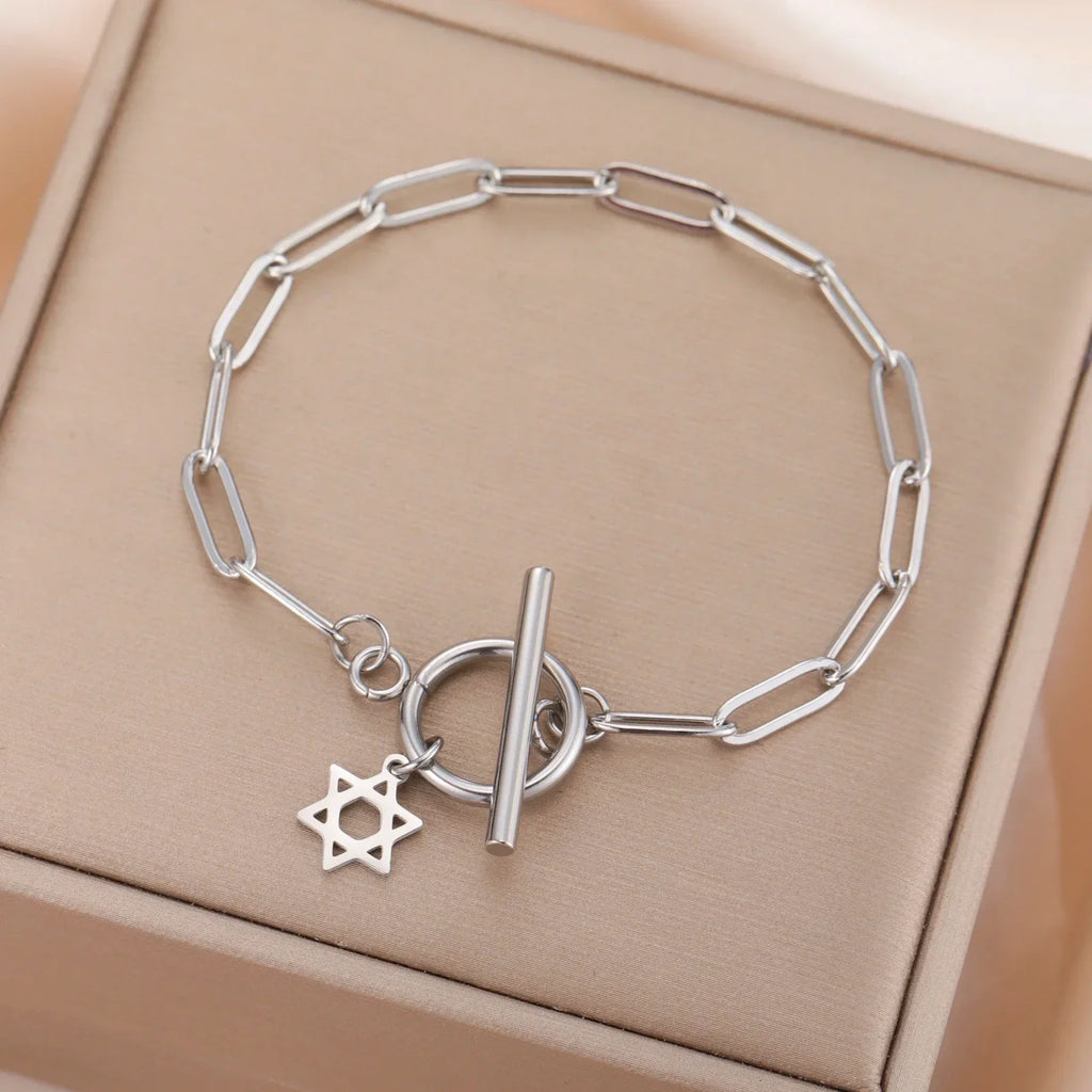 Women's bracelet with Star of David pendant Jewish symbol silver