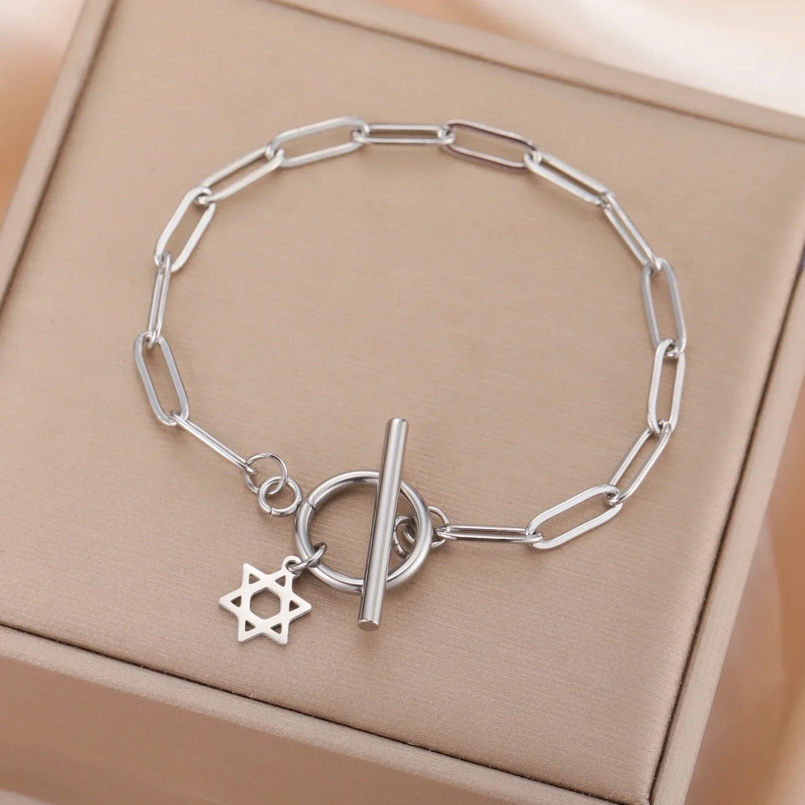 Women's bracelet with Star of David pendant Jewish symbol silver