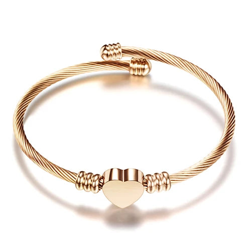 Bracelet Réglable Coeur Gourmette Femme or rose
