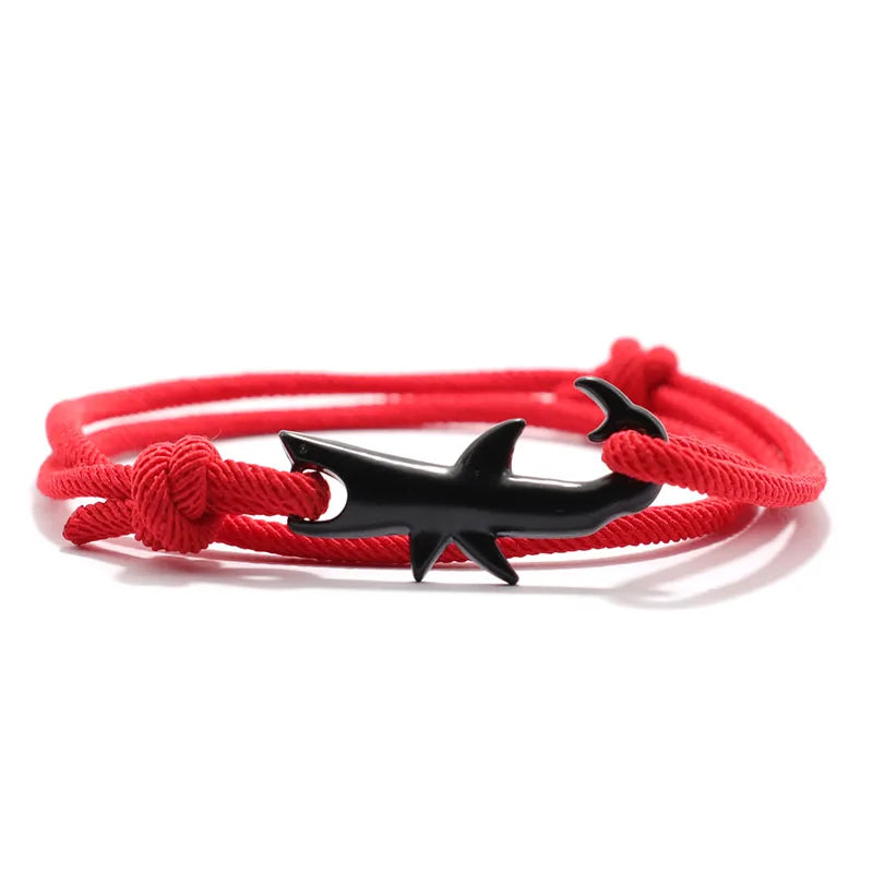 Schwarzes Hai-Armband rot