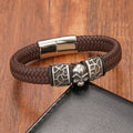 Bracciale Testa di Morto in Pelle marrone