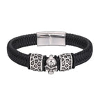 Bracciale Testa di Morto in Pelle nera
