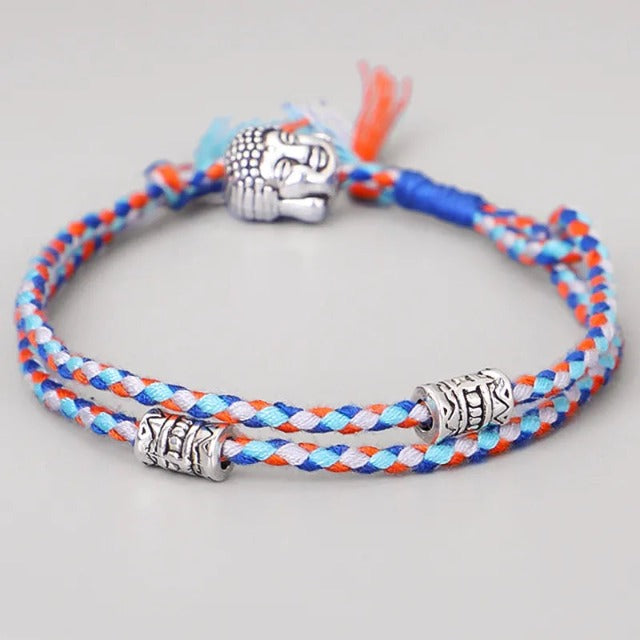 Náramek Tibetský Pletený Štěstí modrý
