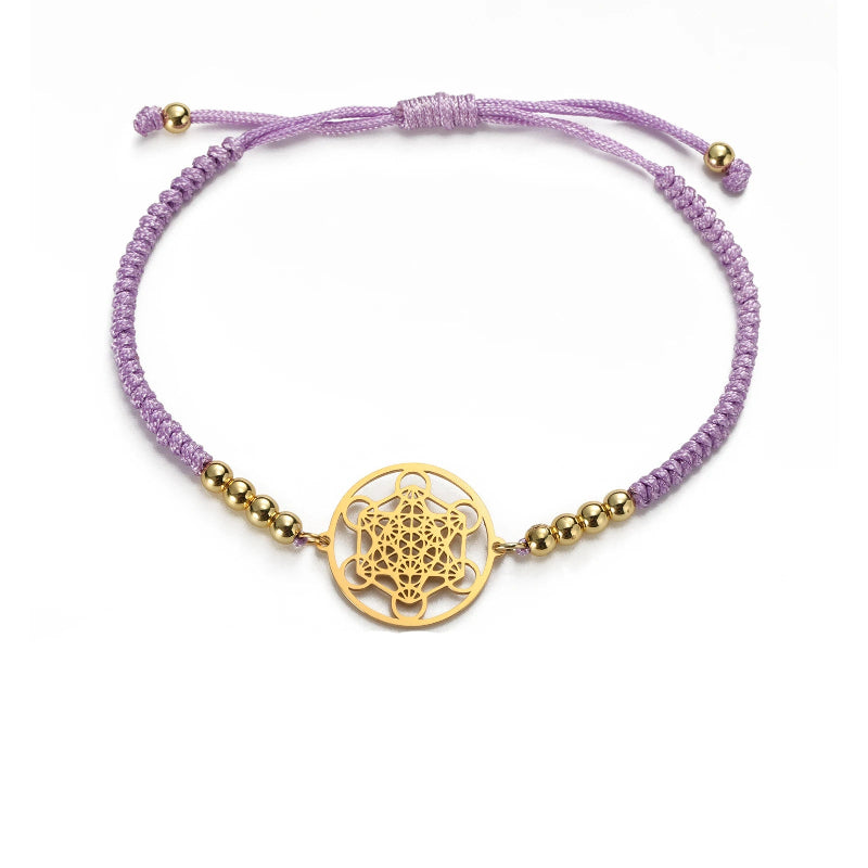 Bracelet Coloré de Femme Cube de Métatron violet