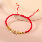 Bracelet Tressé Triple Lune Sorcellerie Gourmette Wiccan rouge