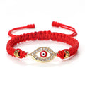Geflochtenes Armband mit Zirkonia und türkischem Bösen Blick in Rotgold