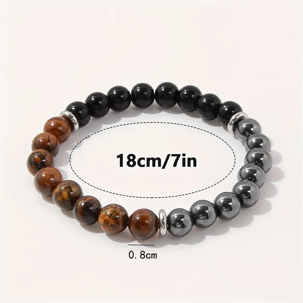 Bracelet Triple Protection Oeil de Tigre Tourmaline et Hématite