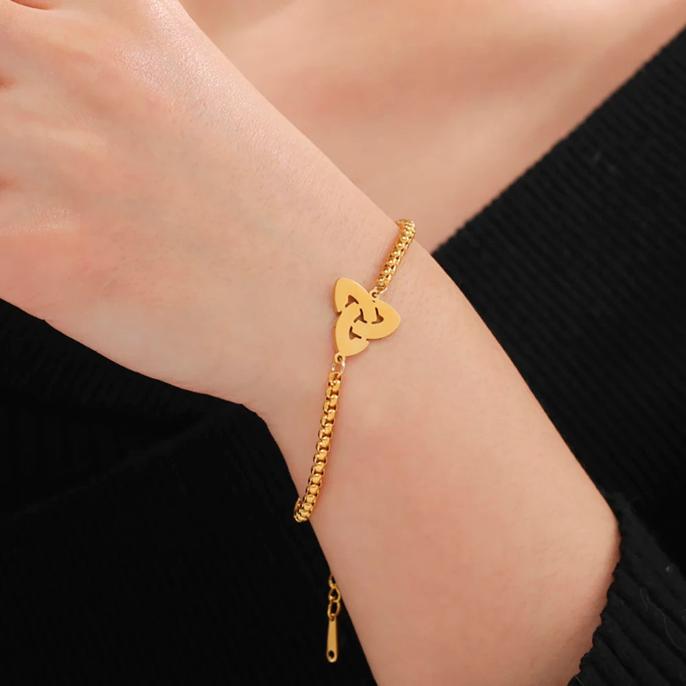 Triquetra-Armband Irischer Knoten der Dreifaltigkeit Gold