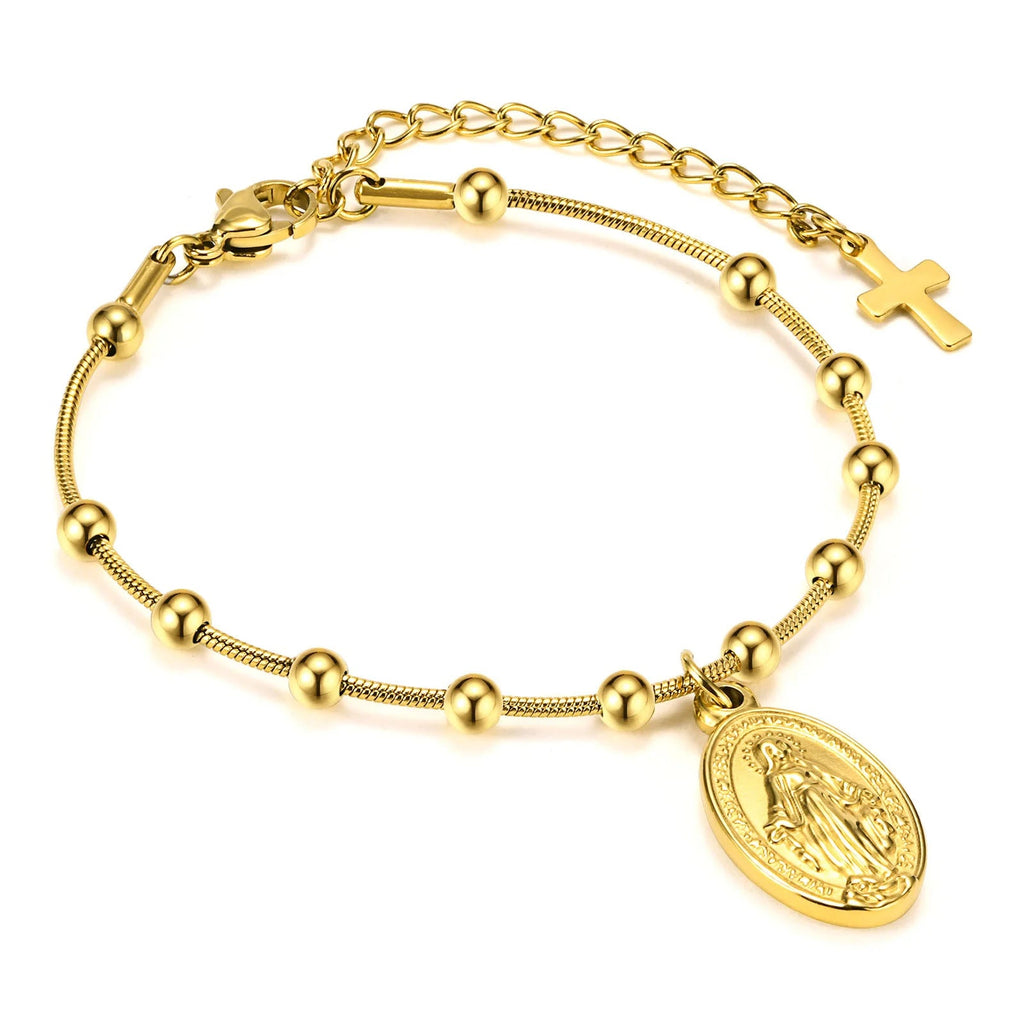 Armband Jungfrau Maria christliches Gourmet-Goldarmband