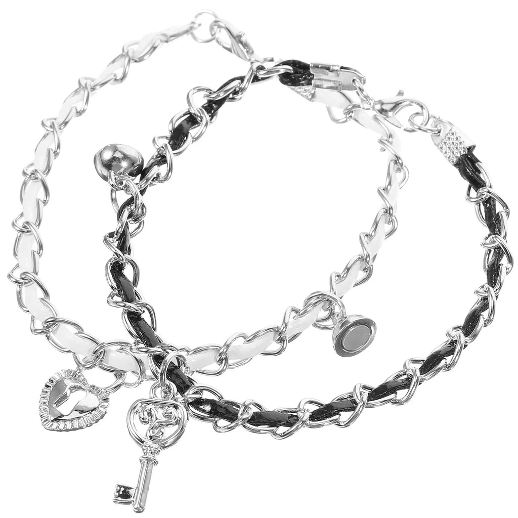 Bracelets for couples with key and padlock