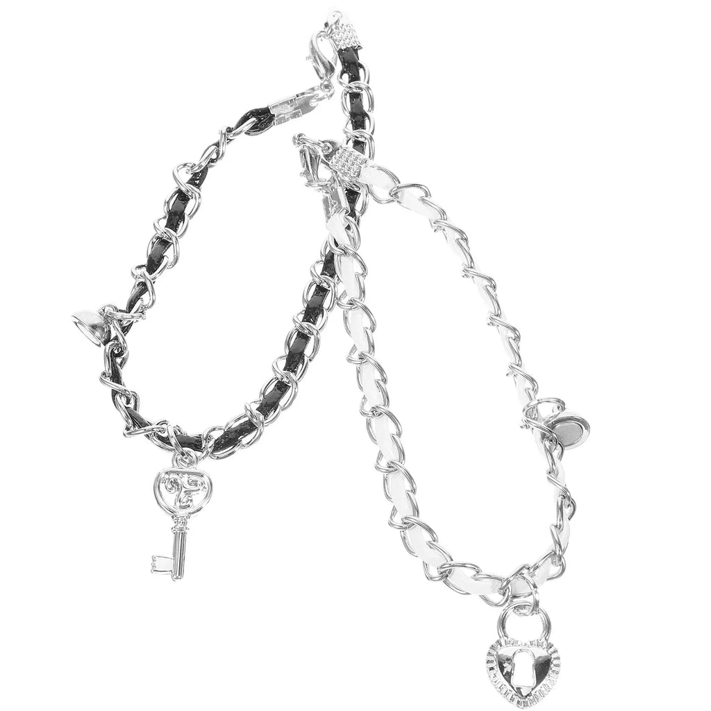 Bracelets for couples with key and padlock