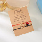 Bracelets pour Couples Gourmette Magnétique Coeur et Electrocardiogramme rouge et noir