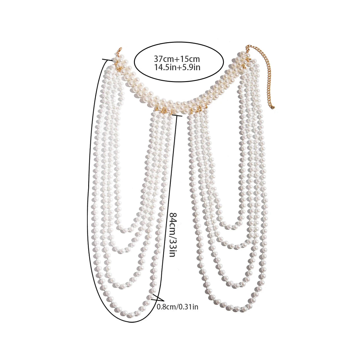 Chaîne d'épaule pour femme avec perles - Bijou pour clavicule & épaule