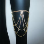 Chaîne de cuisse en strass - bijou de jambe pour femme or