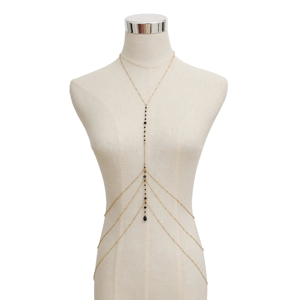 Damen-Dekolleté-Kette Halskette Schwarz Gold