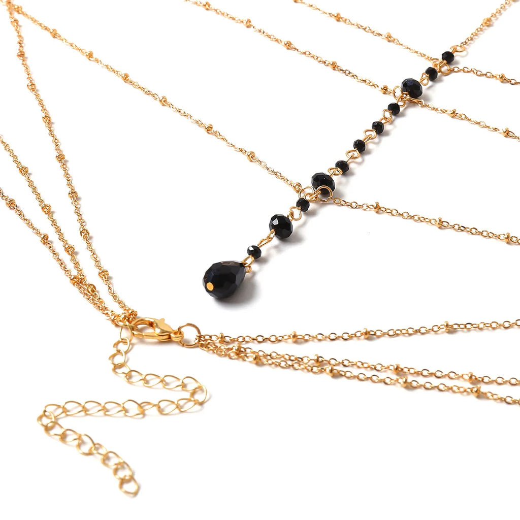 Damen-Dekolleté-Kette Halskette Schwarz Gold