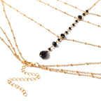 Damen-Dekolleté-Kette Halskette Schwarz Gold