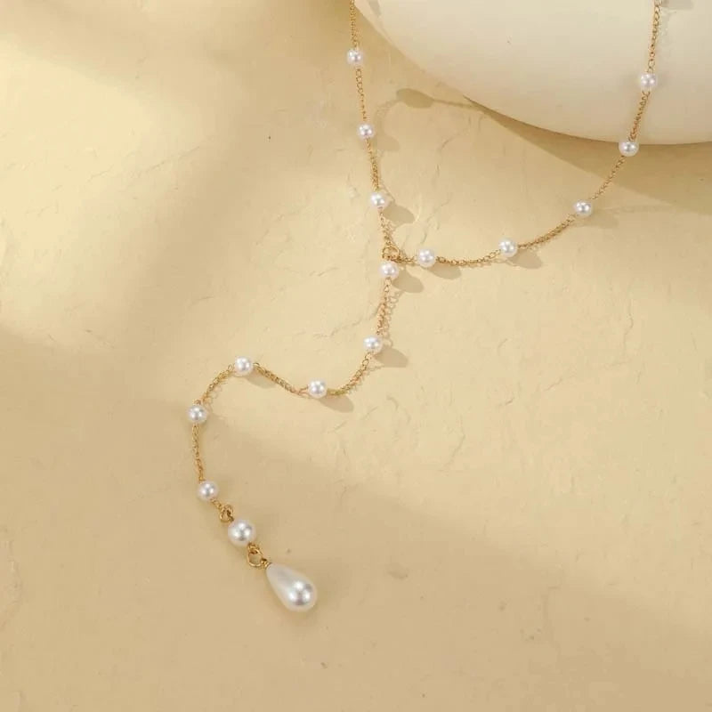 Back chain for women - back necklace with pearls