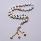 Rosario musulmano elegante - Tasbih islamico 33 perle bianco e dorato
