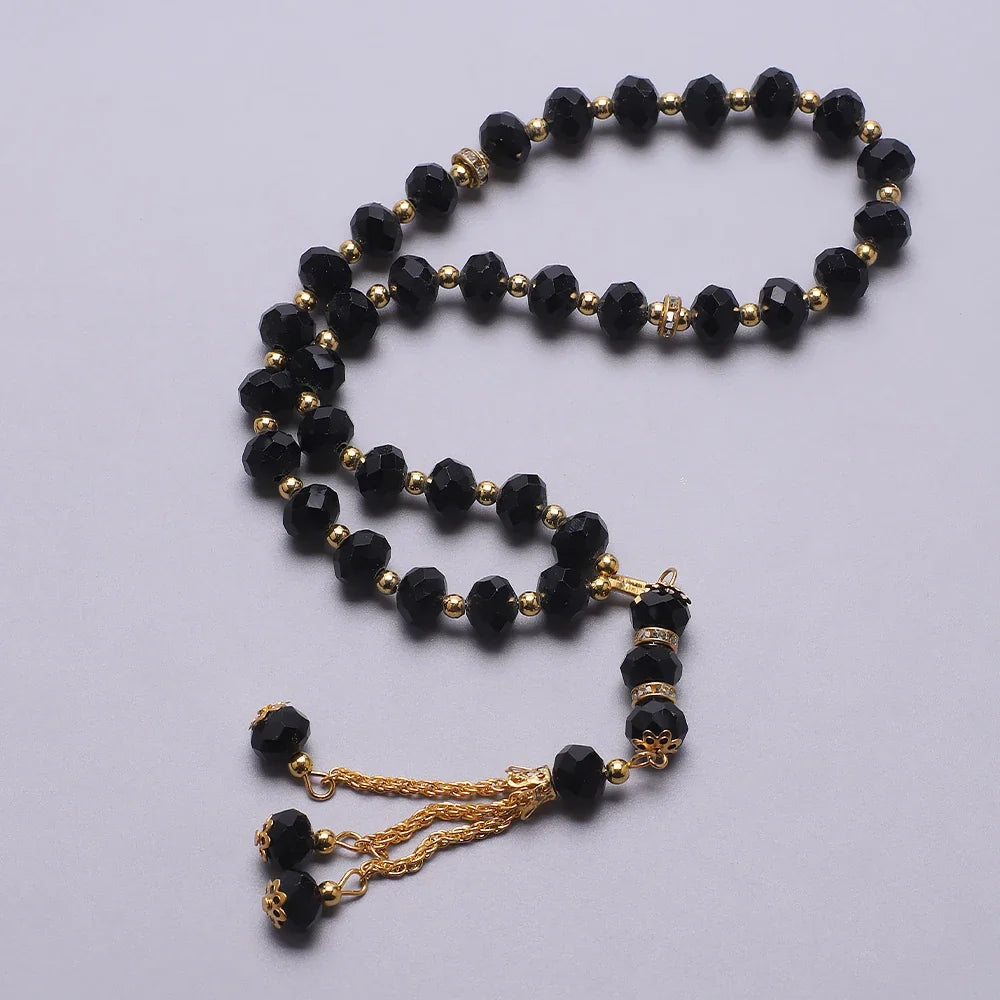 Rosario musulmano elegante - Tasbih islamico 33 perle nero e dorato