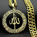 Halskæde med brede led og vedhæng Allah arabisk islam muslimsk guld