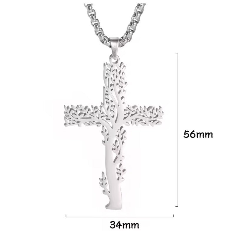 Levensboom Ketting Kruis Hanger 
