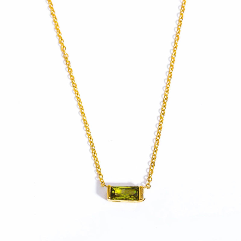 Collier avec Fin Pendentif Coloré Pierre de Naissance
