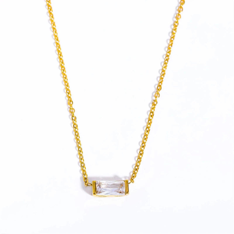 Collier avec Fin Pendentif Coloré Pierre de Naissance