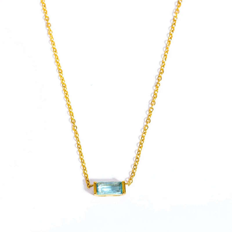 Collier avec Fin Pendentif Coloré Pierre de Naissance