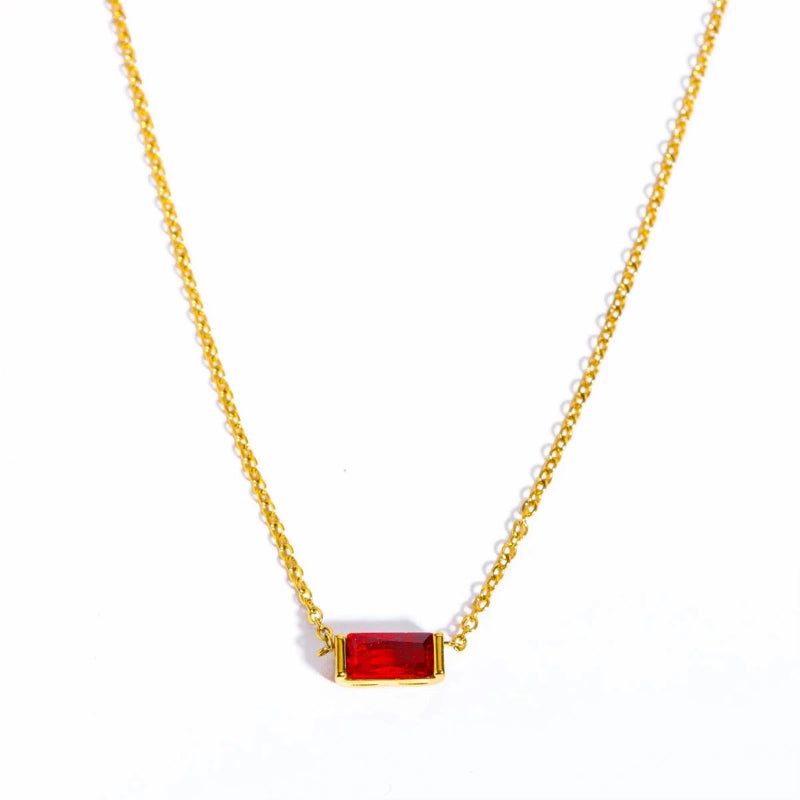 Collier avec Fin Pendentif Coloré Pierre de Naissance