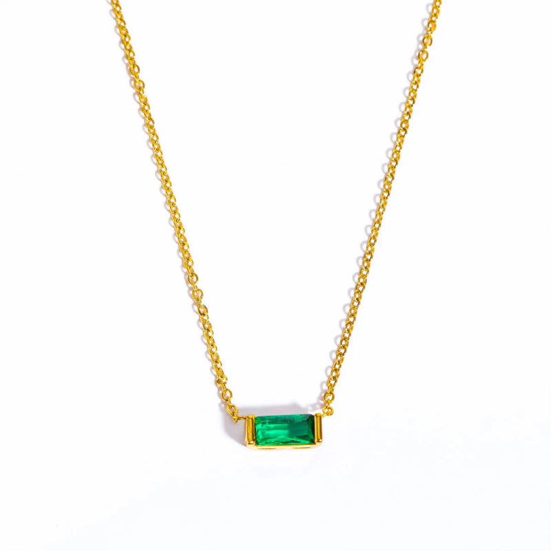 Collier avec Fin Pendentif Coloré Pierre de Naissance