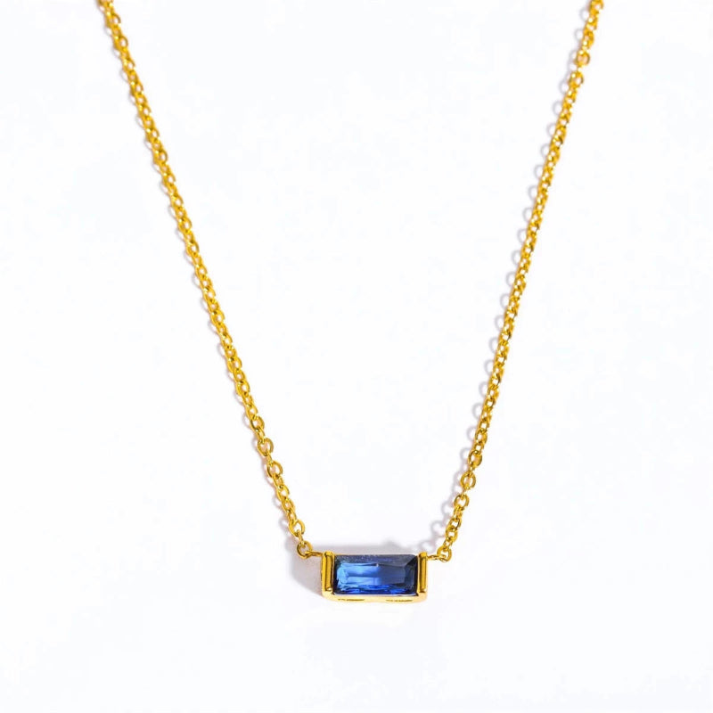 Collier avec Fin Pendentif Coloré Pierre de Naissance