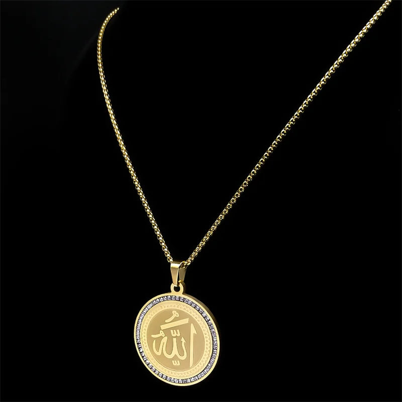 Collana con ciondolo amuleto Allah arabo islamico musulmano oro