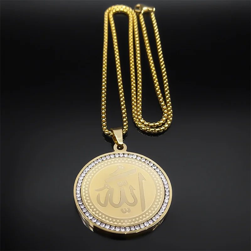 Collana con ciondolo amuleto Allah arabo islamico musulmano oro