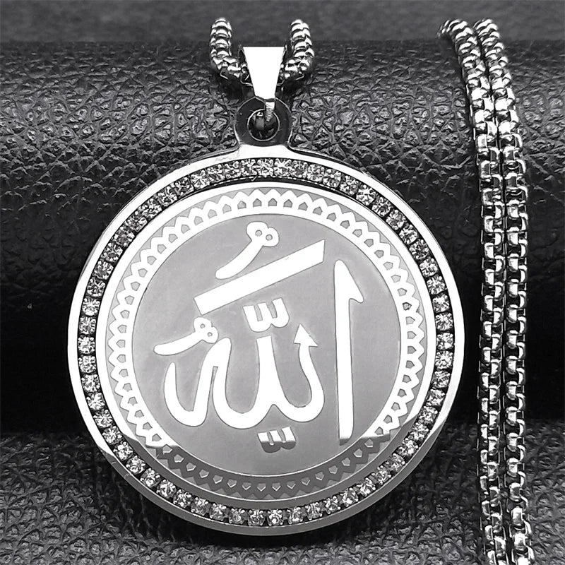 Collana con ciondolo amuleto Allah arabo islamico musulmano argento