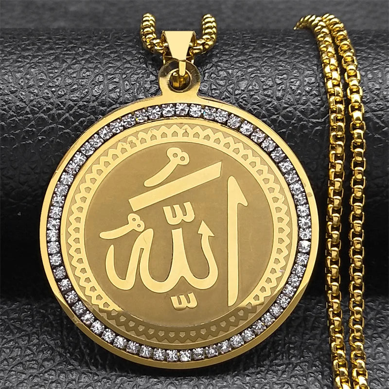 Collana con ciondolo amuleto Allah arabo islamico musulmano oro