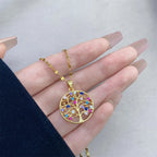 Collier avec Pendentif Arbre de Vie avec Zircon Multicolore